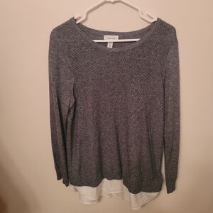 Calvin Klein Charcoal Knit Top with White Layer